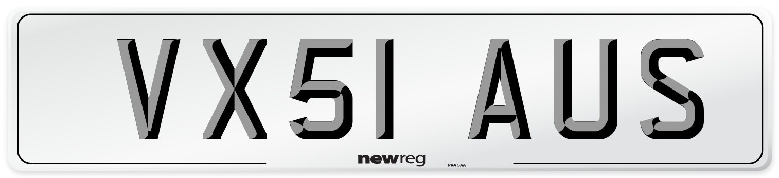 VX51 AUS Number Plate from New Reg